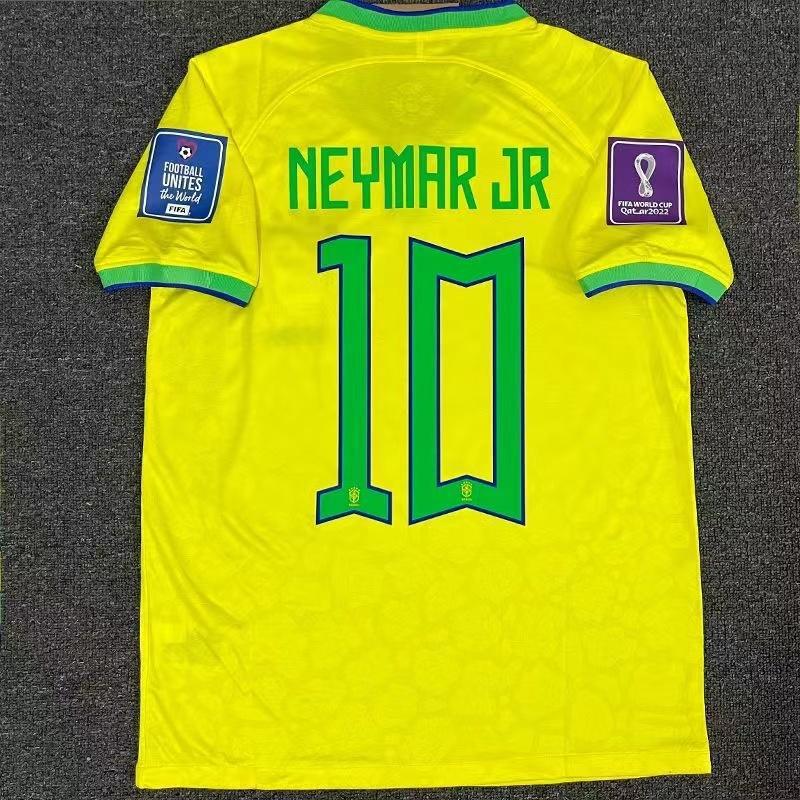 2022 World Cup Brazil National Team Home and Away Jersey No. 10 Neymar Game Training Uniform Football Uniform Retro