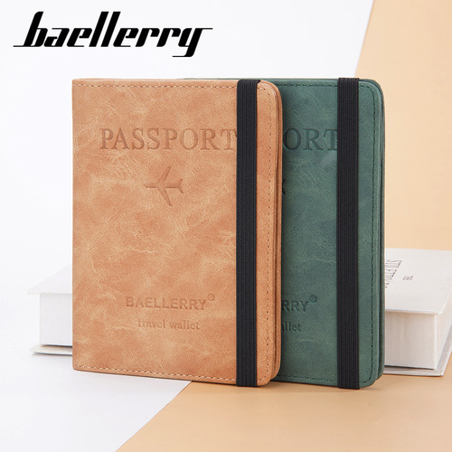 Baellerry's new unisex RFID passport bag cross-border frosted travel document simple anti-magnetic card bag