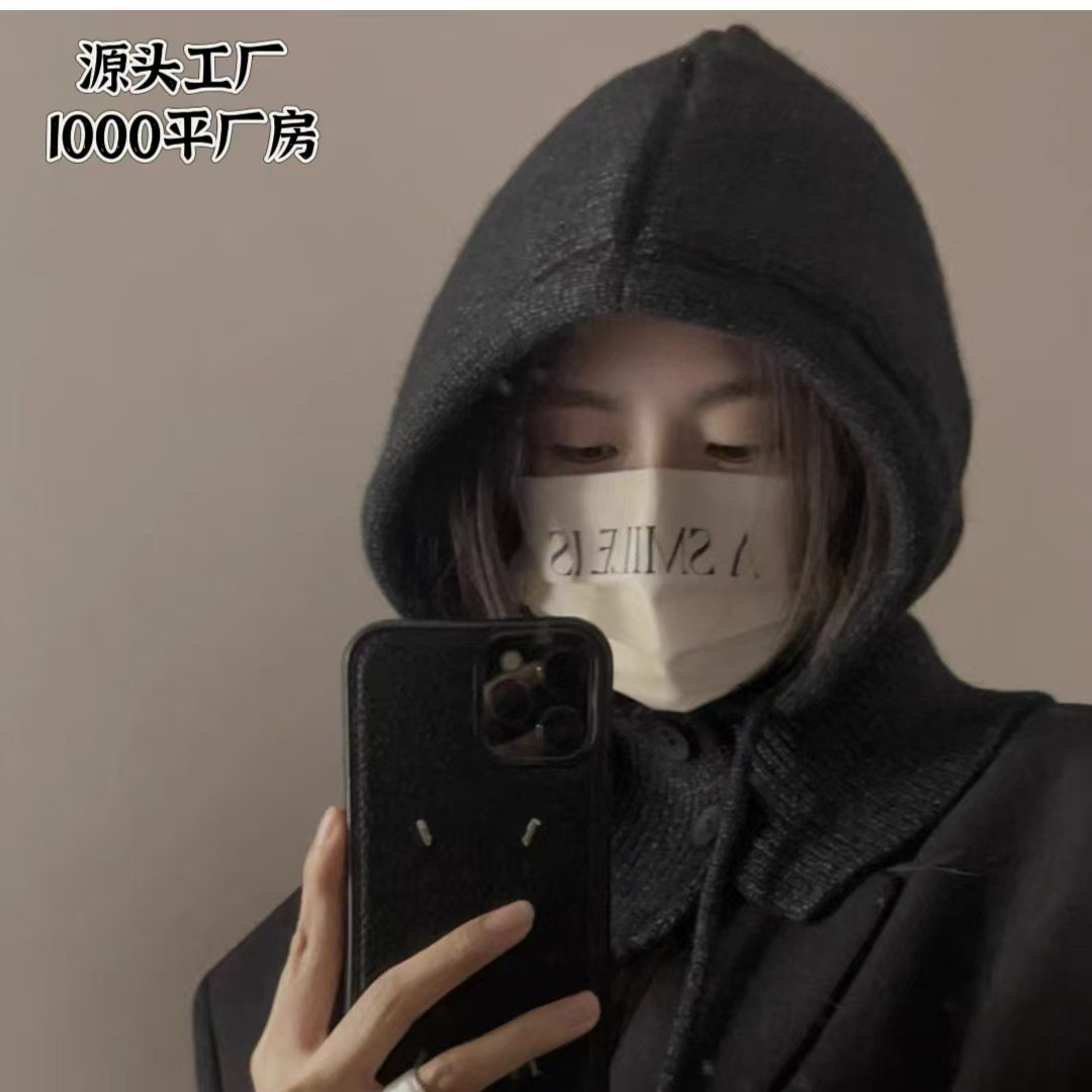 护耳毛线针织帽女冬季帽子围脖一体韩国巴拉克拉法帽子显脸小保暖