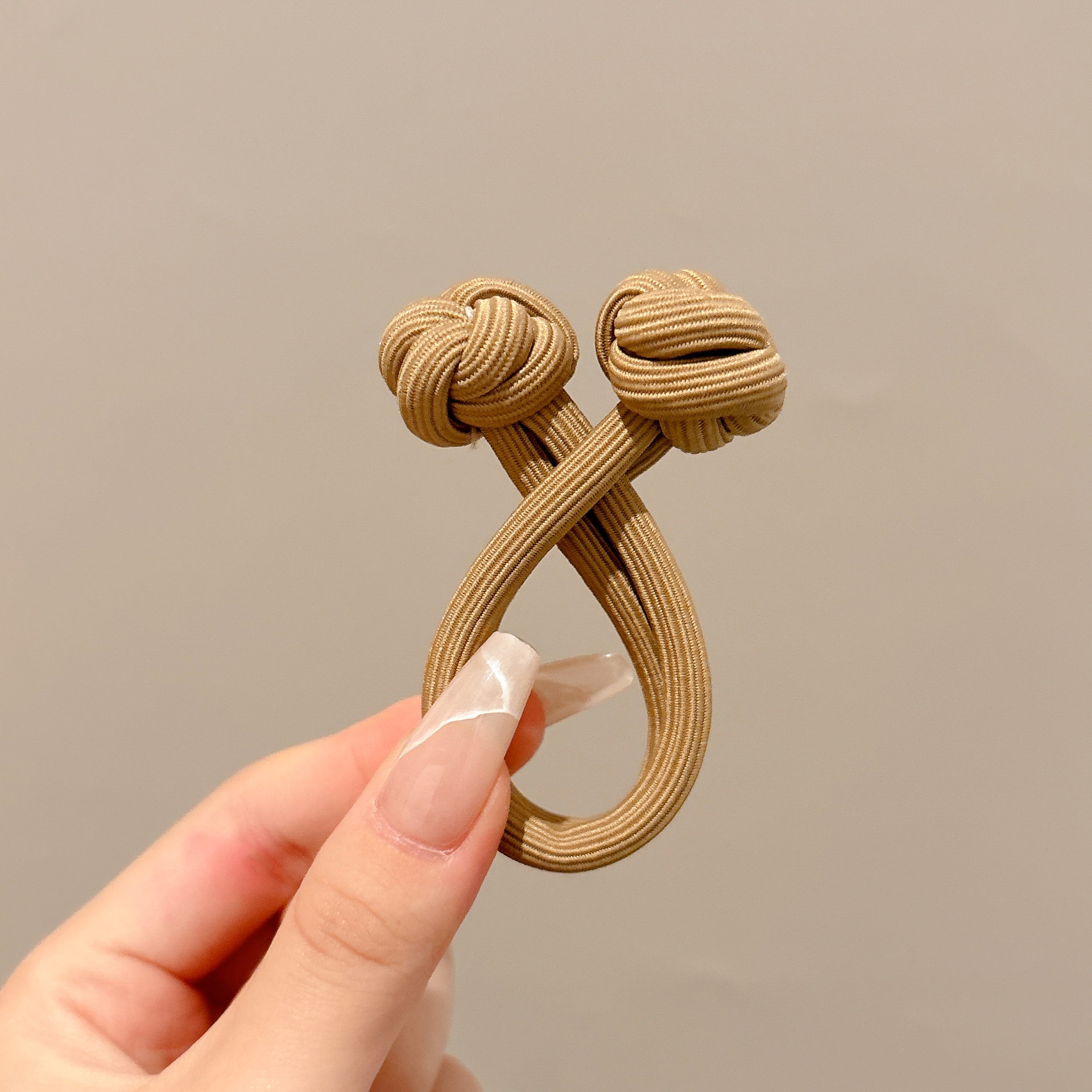 Cuerda para el cabello retro Maillard, temperamento femenino, cuerda para el cabeza duradera, banda de goma para el cabello de alta gama, tocado de lazo para el cabello de cola de caballo alta