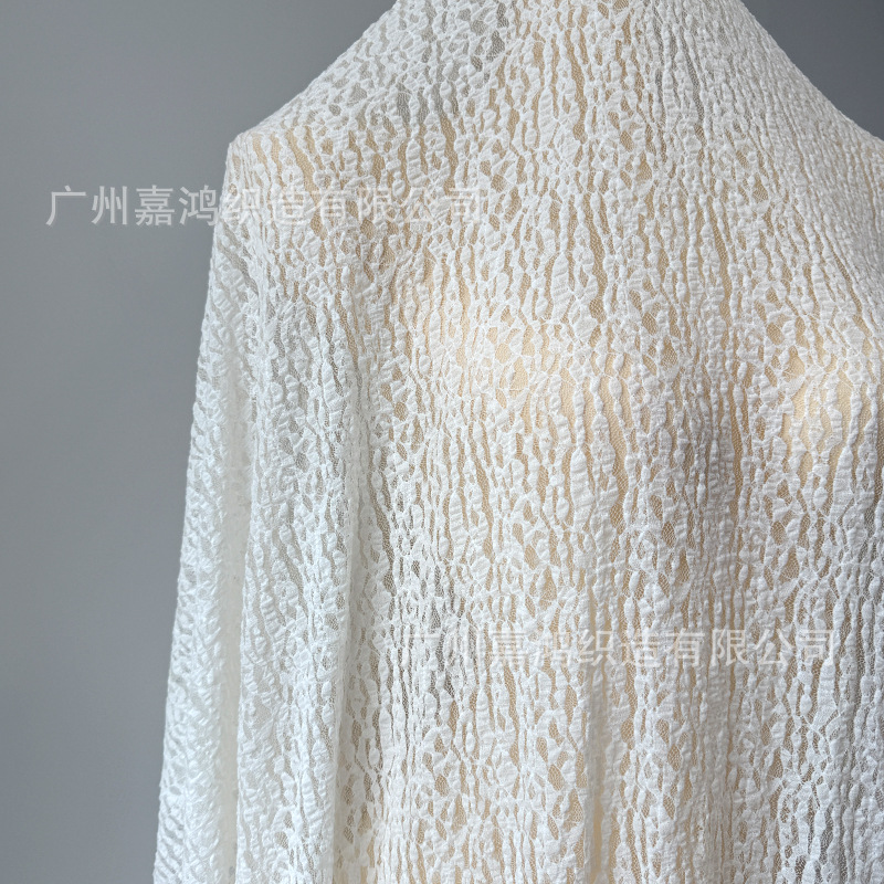 Tejido de encaje de burbuja plegado blusa de encaje blusa de encaje tridimensional suave tela de top