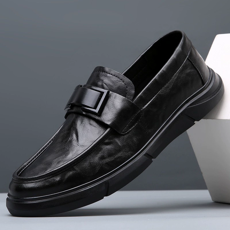 Мужская обувь из воловьей кожи новый осенний кожаный бобовый ботинок из натуральной кожи мужская мягкая подошва