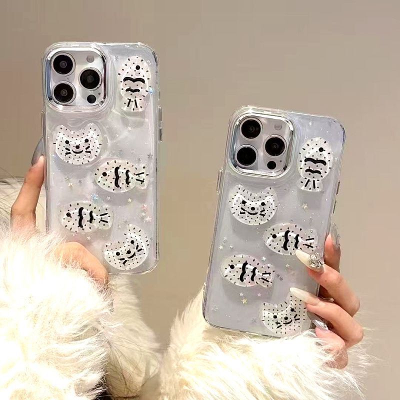 Cat and Fish Suitable for Oppo A5Pro Mobile Phone Case Cute Stereo Glue Reno13 Creative Ins Protective Cover