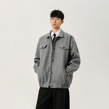 韩版潮流男装夹克秋冬新款外套潮牌复古英伦雅痞休闲翻领上衣服男