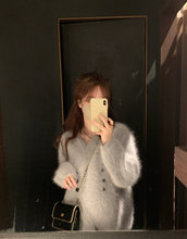 高级感软糯温柔风长毛水貂绒v领毛衣外套女秋冬加厚针织开衫兔毛