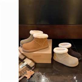 小土豆~保暖厚底勃肯短筒棉鞋羔毛毛短靴女2025新款雪地靴冬