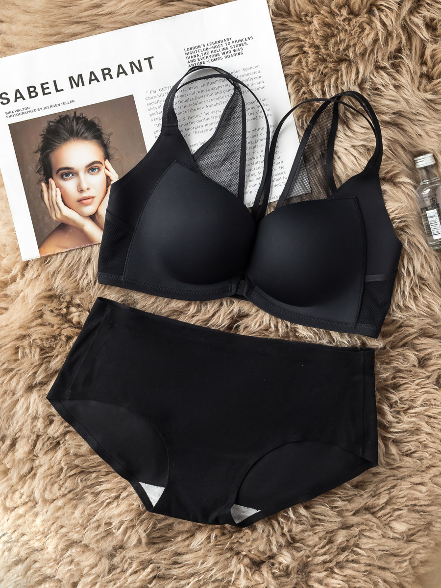 Sexy hebilla frontal ropa interior inalámbrica belleza de las mujeres espalda pequeño pecho push up soporte superior pecho grande sujetador traje 6336