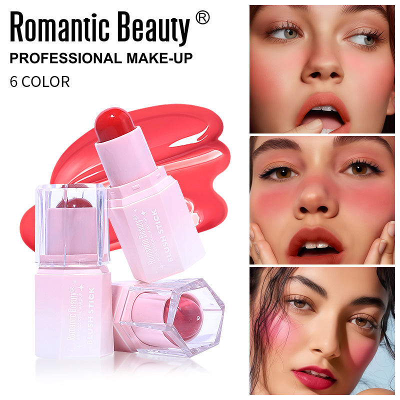 Barras de blush transfronterizas duraderas de blush estereoscópico natural perlada carmine mate comercio exterior color maquillaje para mujeres