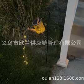 太阳能水壶花洒灯 铁艺镂空庭院灯 Solar Garden Lantern167