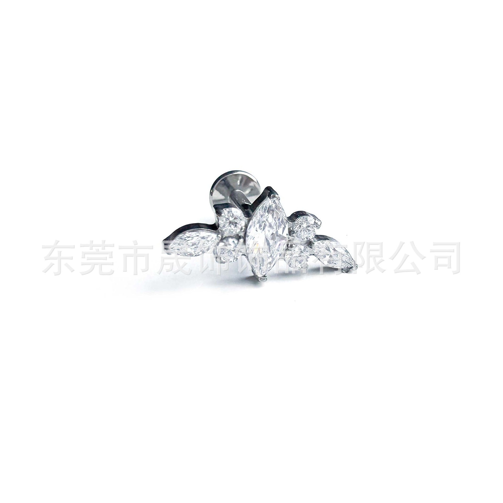 F136 Titanium 马眼 Cubic Zirconia Ear Stud G23 Implant Grade Titanium Internal Thread Cubic Zirconia Labret Stud 人体 Piercing Jewelry Accessories