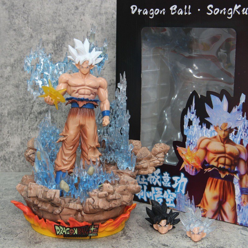Dragon Ball Fc Free Spirit Goku God's Technique Upgraded Special Effects Three-Headed Sculpture Model Ornament Figure