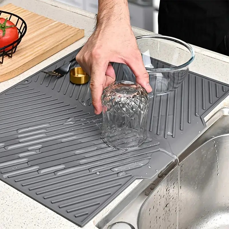 Kitchen Silicone Sink Drainage Mat, Drying Mat, Water Separation Mat, Heat Insulation Mat, Water Filter Mat