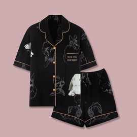 2021夏季新款100%纯棉睡衣女夏季宽松短袖卡通可爱清新家居服套装