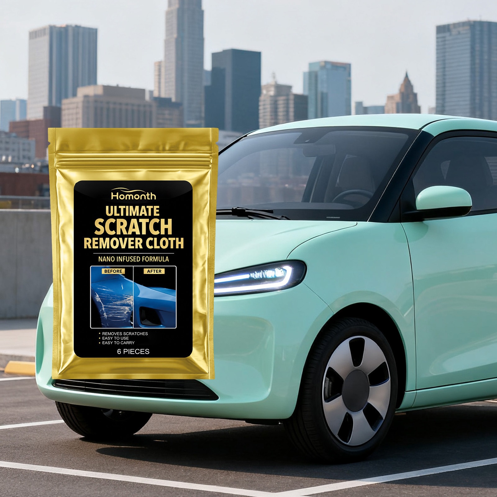 Homonth Car Scratch Care Cloth, Paint and Glass Surface Scratch Cleaning Cloth, Easy to Carry and Portable