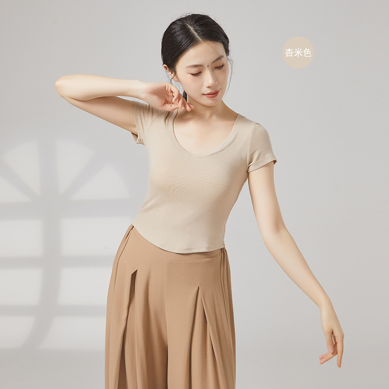 现代舞修身短袖舞蹈服古典舞夏季上衣练功服女成人形体服|undefined