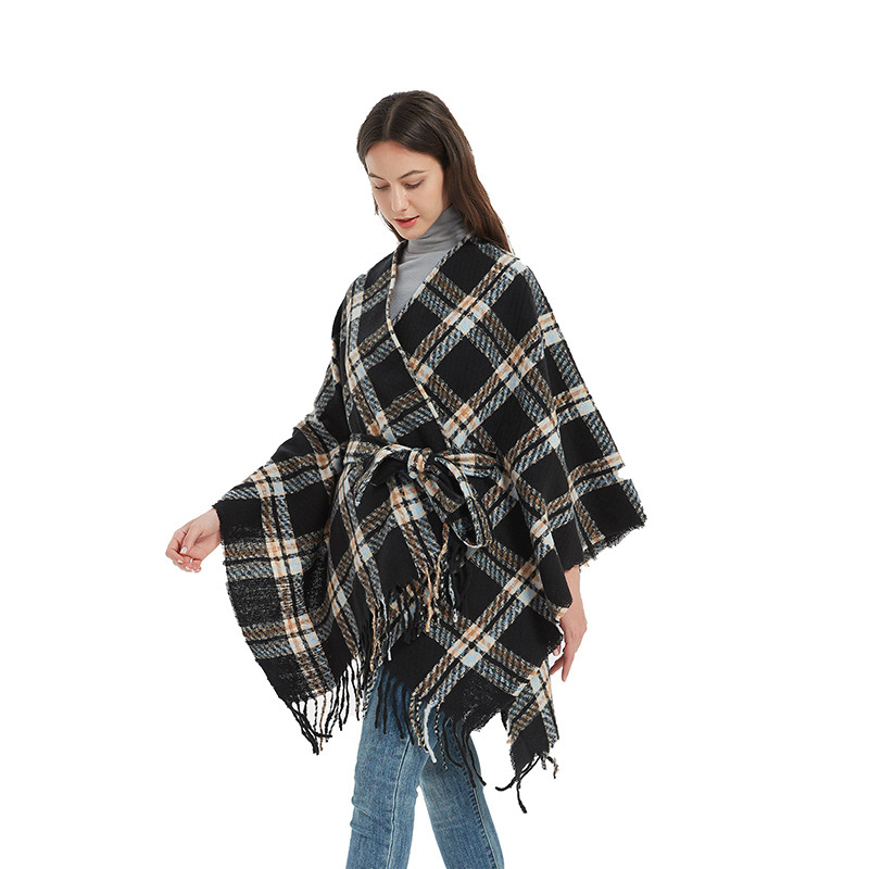 Women's Vintage Style Plaid Acrylic Shawl display picture 8