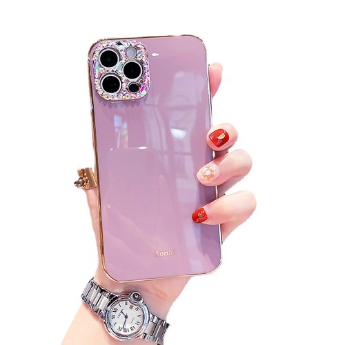 Suitable for Apple 15 mobile phone case, electroplated lens drill, iPhone 14 Promax protective cover, new 13 trendy brand creativity