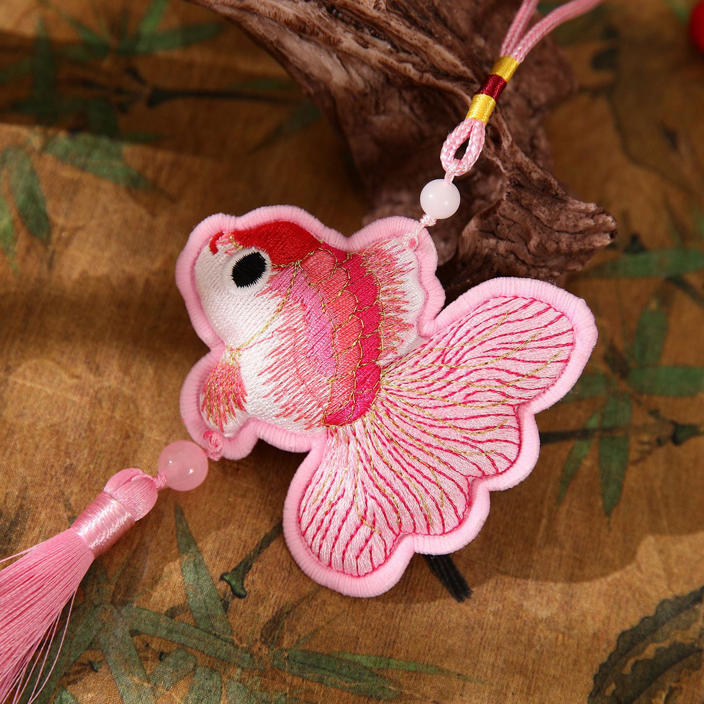 2026 Año Nuevo Koi colgante bordado de doble cara bordado bordado colgante de decoración de flores de lanterna de Año Nuevo hecha a mano DIY material de barril