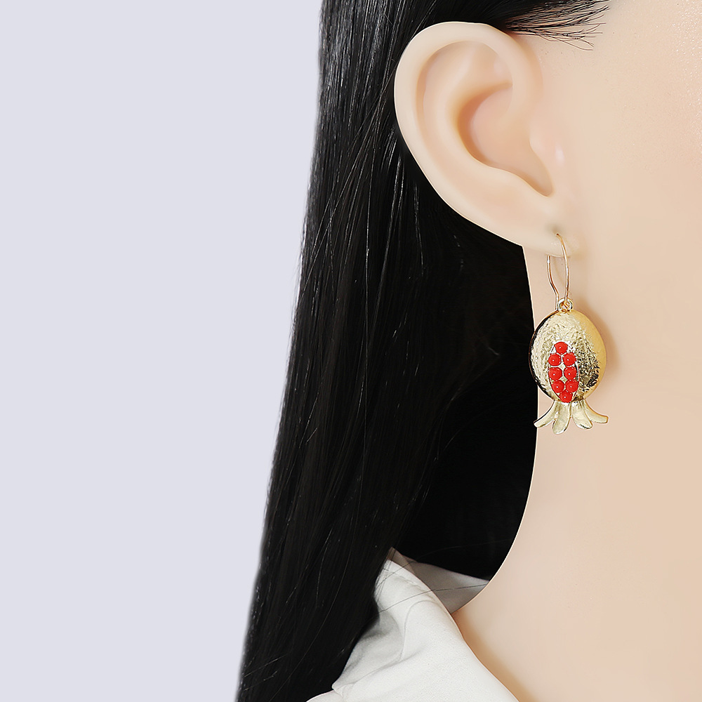 Creative Fruit Pomegranate Alloy Diamond Earrings Female display picture 1