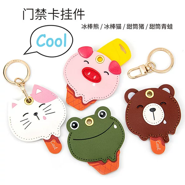 Eight door worm Club COOL access card pendant key chain-Popsicle bear/popsicle cat/cone pig/cone frog