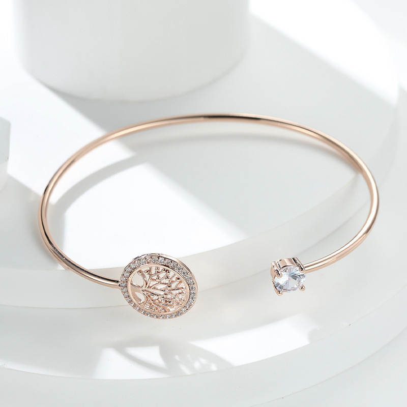 Cross-border Simple Fashion High-end Bracelet Gold Life Hope Tree Diamond White Diamond Bracelet Women's in stock Jewelry