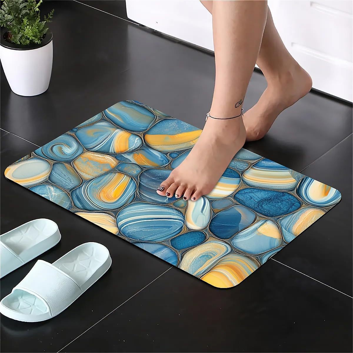 Cross-Border American-Style Stone Diatomaceous Earth Bathroom Absorbent Non-Slip Floor Mat, Bedroom Dirt-Resistant Foot Mat, Entryway Easy-Care Door Mat