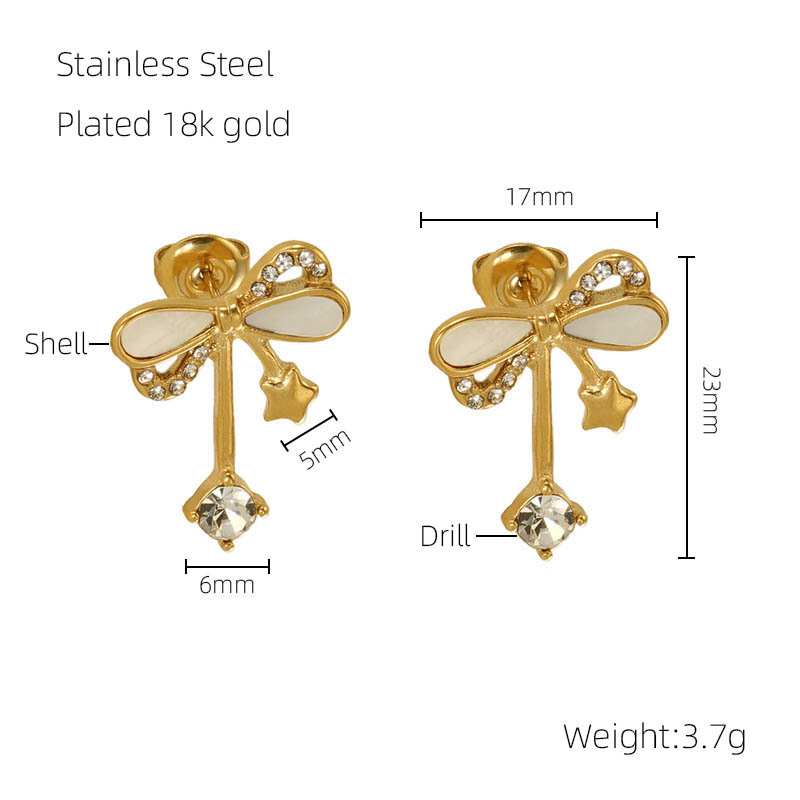 Cruz-frontera nuevo acero inoxidable 18K Luz de lujo pendientes de diamantes hembra nicho europeo y americano personalizado pendientes de diseño al por mayor