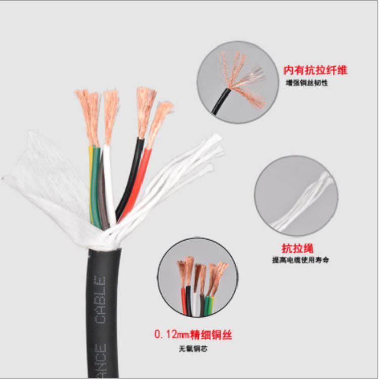 TRVV2 3 4 5芯 6 10平方 高柔性耐油防水耐折移动拖链电缆线