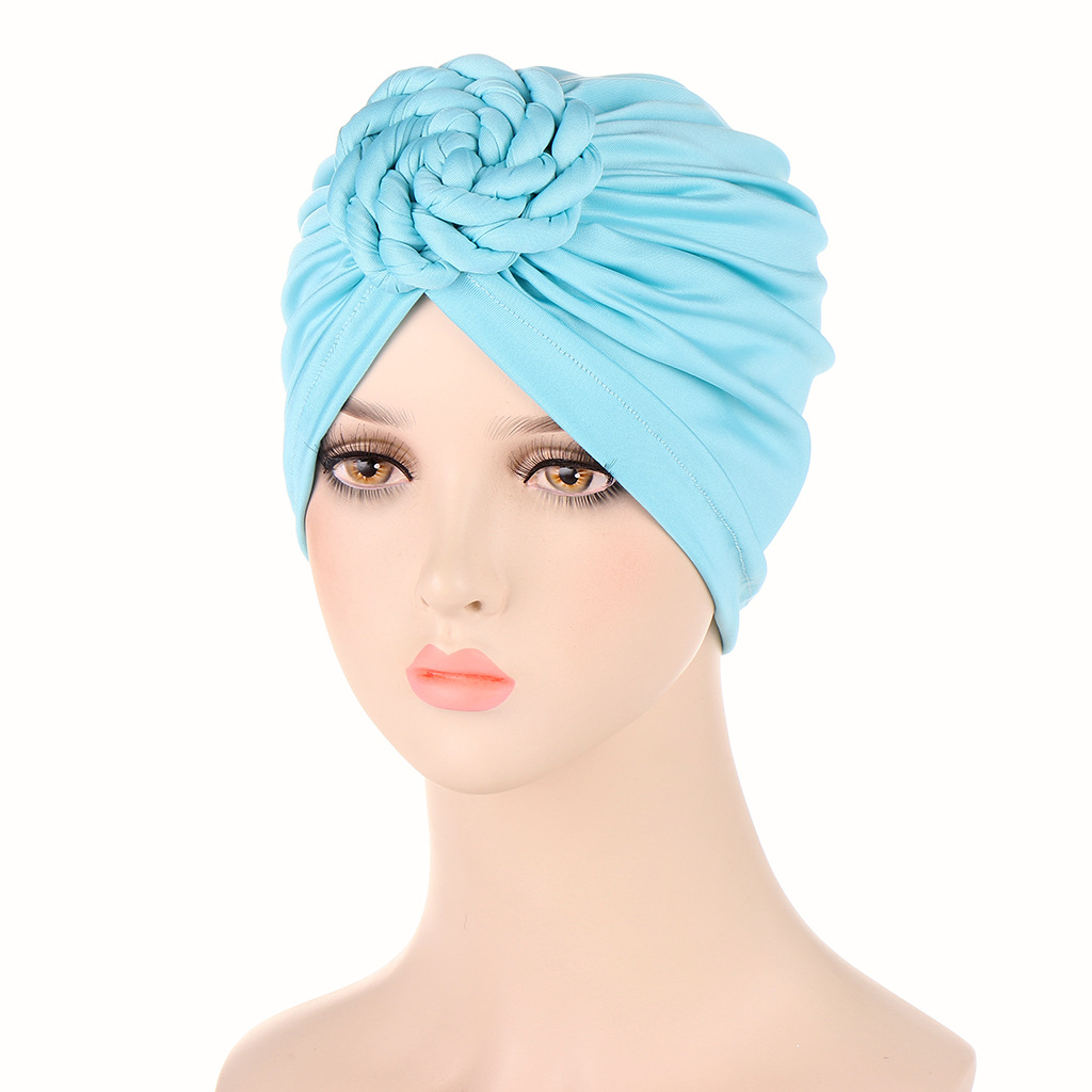 Cappello turbante a torsione di lumaca Cappello piccolo Baotou in tinta unita Cappello turbante con fondo alla moda_voghion.com