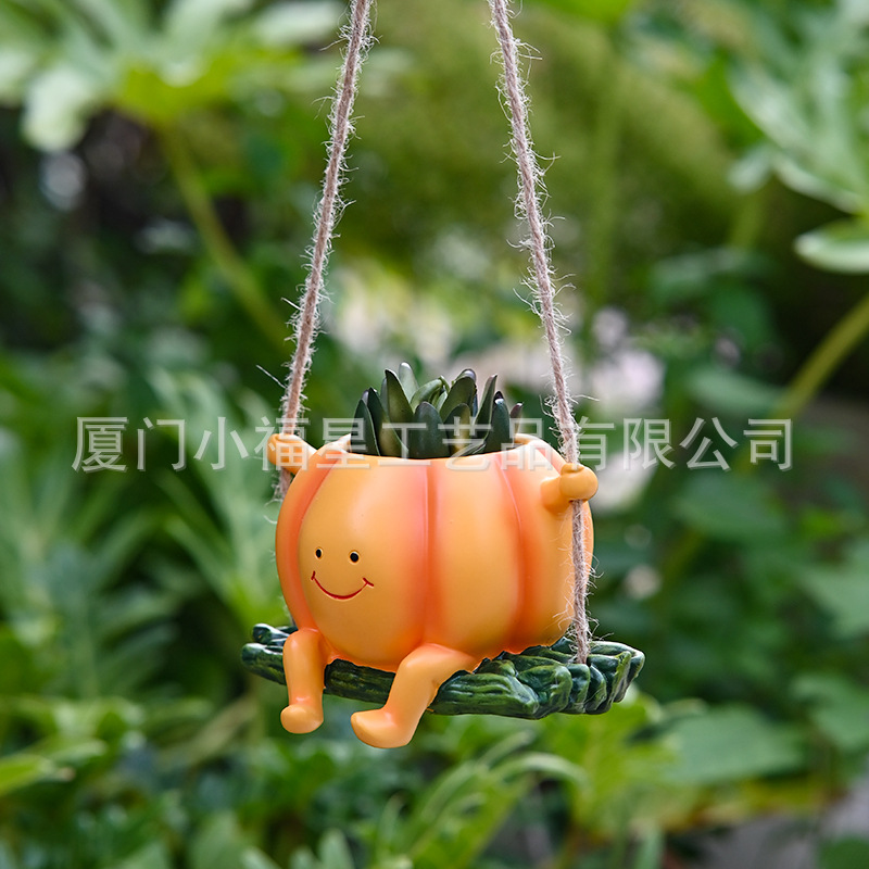 Nuevas macetas de columpio lindo transfronterizas que cuelgan plantas sonrientes, macetas creativas carnosas, macetas de jardín al aire libre, macetas de jardín