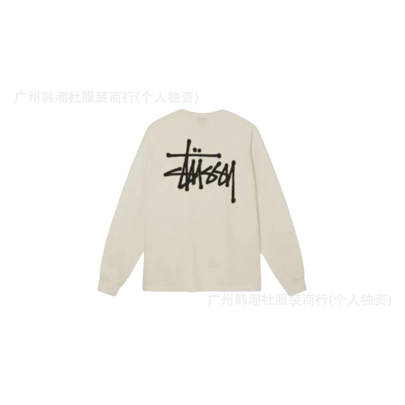 25S跨境斯图西长袖印花t恤美式潮牌STUSSY圆筒布休闲宽松男女同款|undefined