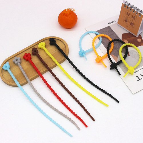 Colorful silicone cable management with cute data cable ties Desktop computer cable storage and cable organizer reusable