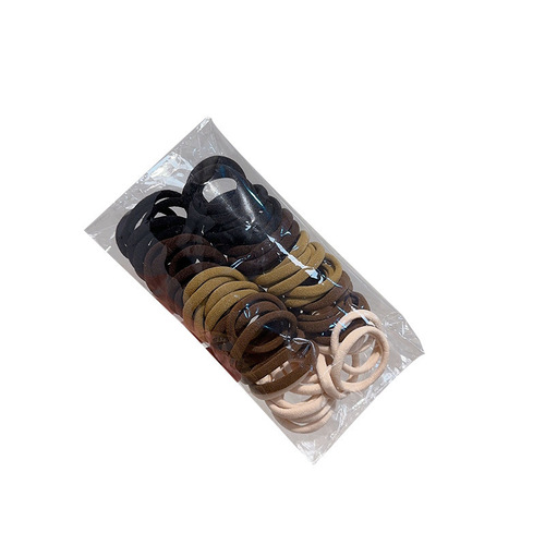 New cream-colored minimalist ponytail hair tie with high elasticity, durable, 50 pieces in a bag, sweet seamless plain hair tie, wholesale