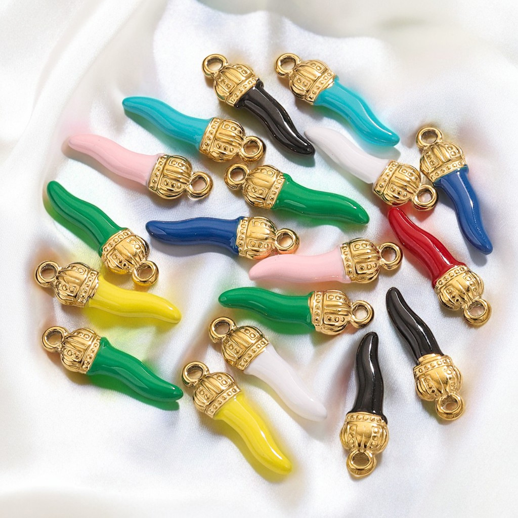 Acero inoxidable rojo rojo rojo estereoscópico chile pequeño colgante DIY auriculares bolsas de material colgante