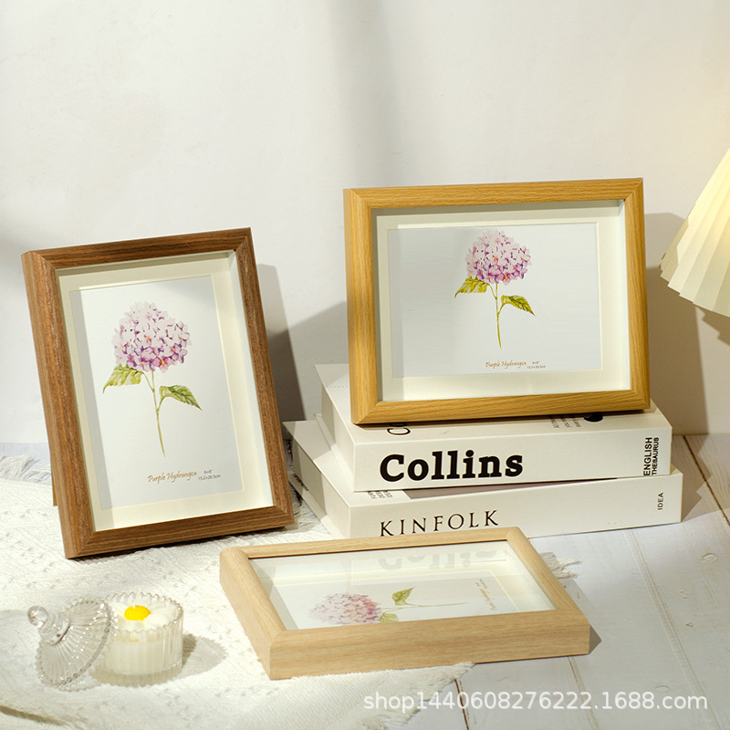 Hollow Wooden Photo Frame 6inch A4 Certificate of Honor Frame Award Display Frame Decorative Frame Three-Dimensional Hollow Factory Wholesale