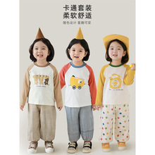 丘哆萌 女童套装2025春秋新款儿童卡通印花T恤宝宝时尚波点休闲裤