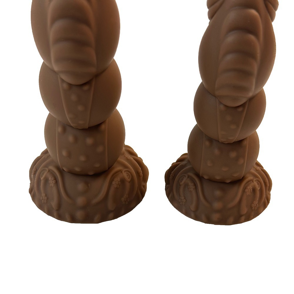 Huanlong Silicone Anal Plug, Large Special-Shaped Soft Vaginal Plug in Coffee Brown — detail image 10