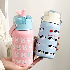 子供用保温カップ316ステンレスコップ学生高颜値携帯屋外ダブルドリンクストローカッププレゼントカスタマイズ