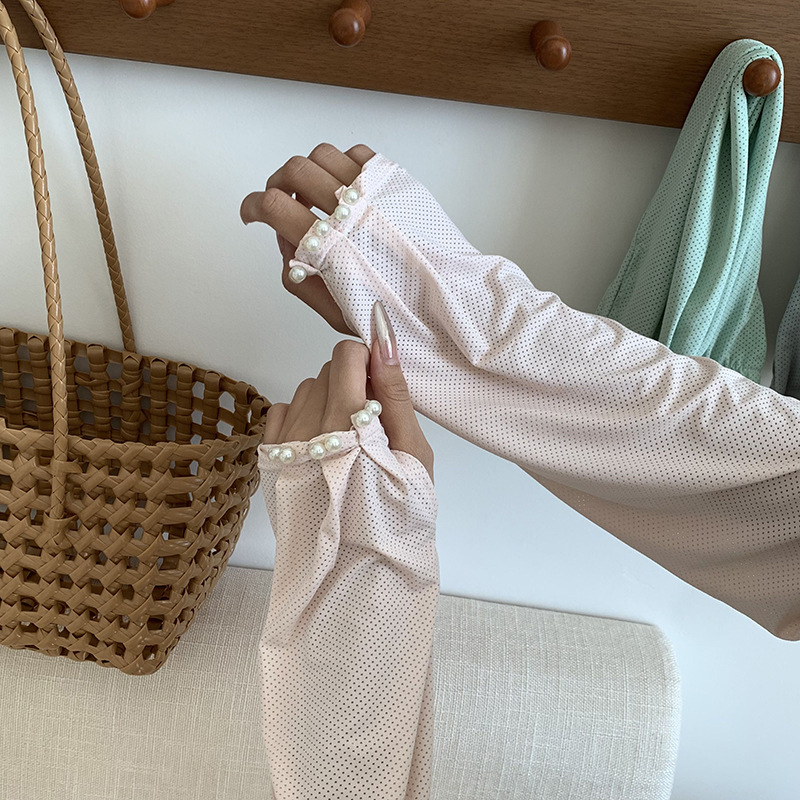 Perla protector solar hielo manga de bicicleta al aire libre respirable hielo manga suelta respirable ajustable guante de manguito de hielo protector solar