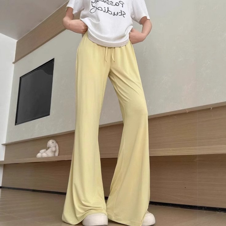 Ice Silk Micro-Flared Sun Protection Pants for Women 2025 Summer New Thin High-Waist Slimming Look Loose Casual Quick-Drying Cool Sports Pants