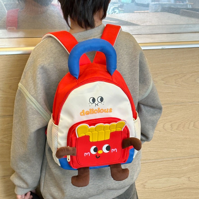 Mochila de papas fritas lindas, jardín de infantes, mochila de bebés, 2026 mochila de niños coreanos.