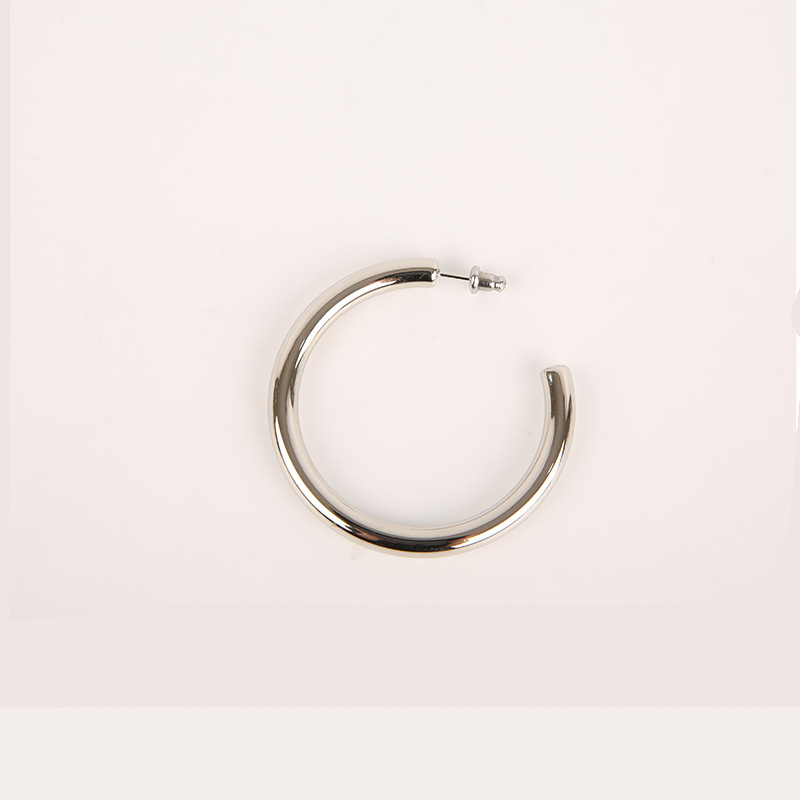Pendientes de aro fino abierto chapados en oro, estilo INS, aros huecos en forma de C de acero inoxidable, venta al por mayor estilo francés