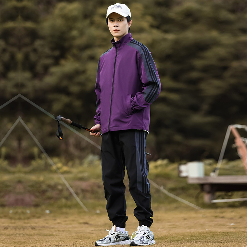 Otoño pareja chaqueta de cuello vertical chaqueta a prueba de viento chaqueta recta piezos pantalones casuales sueltos versátiles / 02