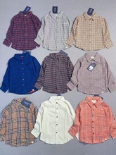 原单品牌男童装现货春秋款男童格子长袖衬衣4-16T独立包装