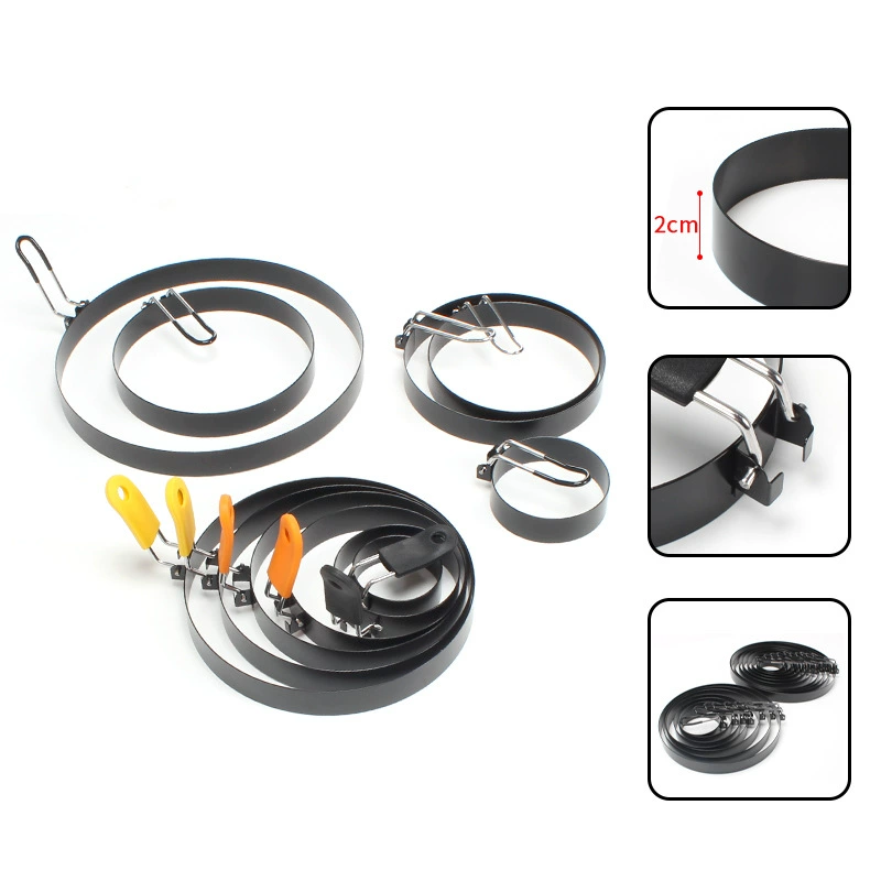 Складная ручка для омлета из нержавеющей стали с антипригарным покрытием, круглый инструмент для омлета, кухонная форма для выпечки бургеров