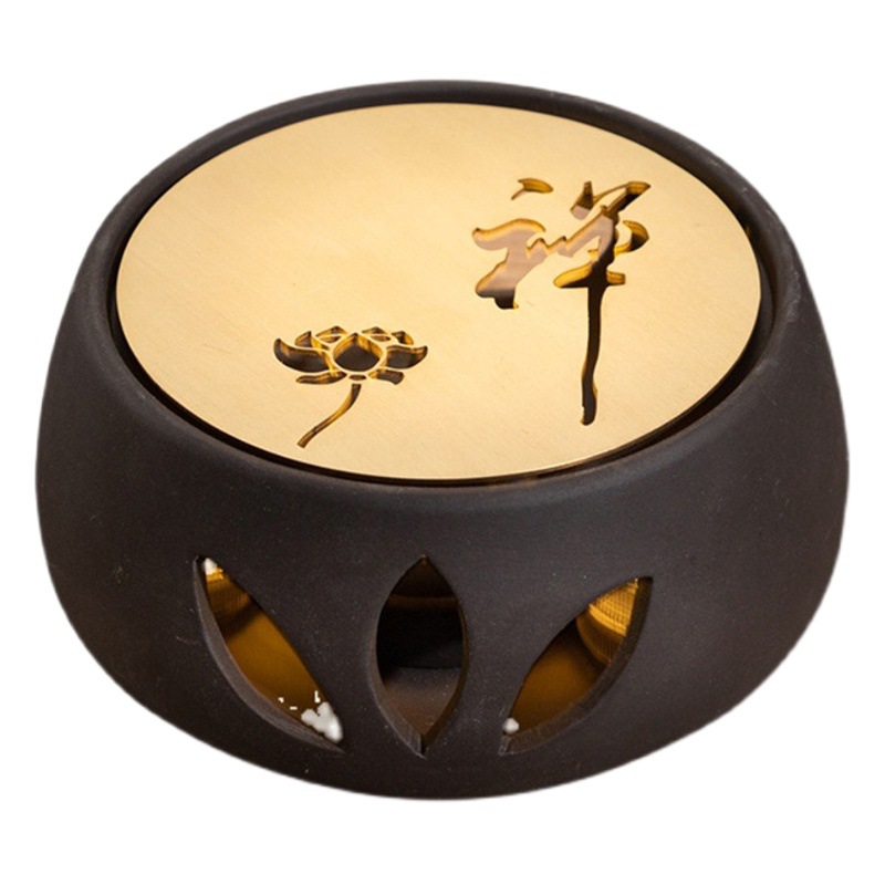 Calentador de té de cerámica calentador de té candelabro hecho a mano vela calefacción base hogar tetera té calentador con titular de la vela