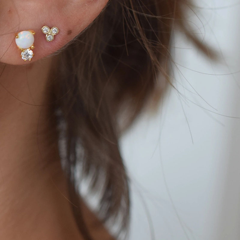 2g Weight Ear Studs Classification 1 Pair Quantity Daily Occasion 925 Sterling Silver Material Geometric Pattern Women's Gender Plating Design Simple Style Style 1 Pair 925 Sterling Silver Geometric Ear Studs 16