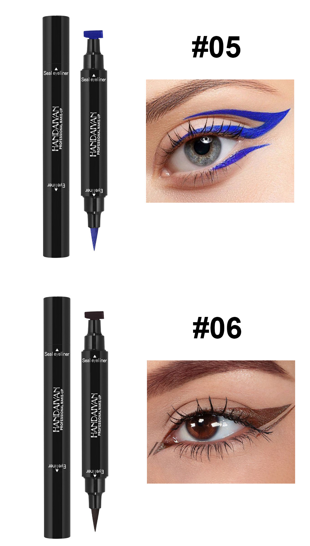 Triangular eyeliner seal color handaiyan eyeliner liquid pen, waterproof, sweat-proof, quick-drying cross-border double-head eyeliner pen undefined