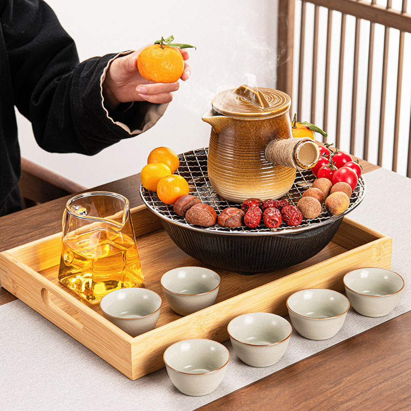 Stoneware kiln change side handle pot new Chinese tea cooker electric ceramic stove stove tea suit indoor accessories gift