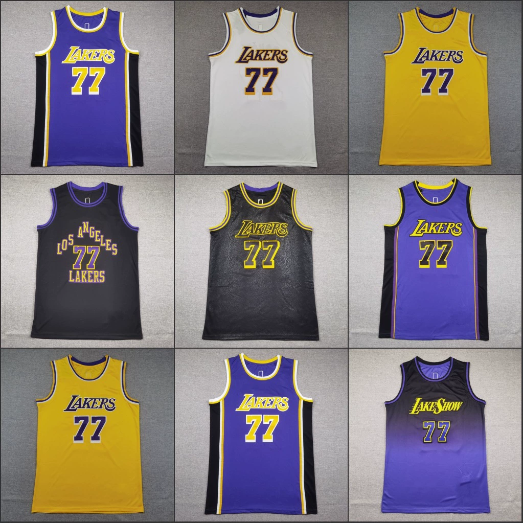 Жилет баскетбольной формы Lakers с вышивкой для внешней торговли оптом 77# 77# Лука Дончич